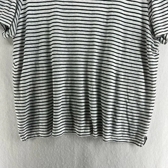 Nordstrom Linen Shirt Womens Large Black White Striped Round Neck Relaxed Fit - Picture 9 of 12